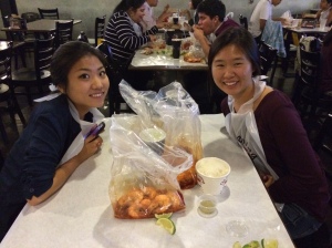 Boiling crab with these squeezes that are like sisters to me.